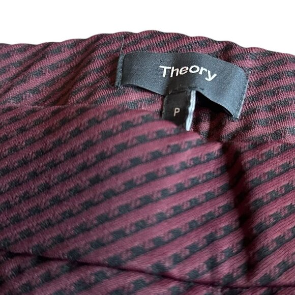 Theory Black Burgundy Cropped Slacks Pants Stretch Pull-On Skinny Fit Size Small - Picture 11 of 11